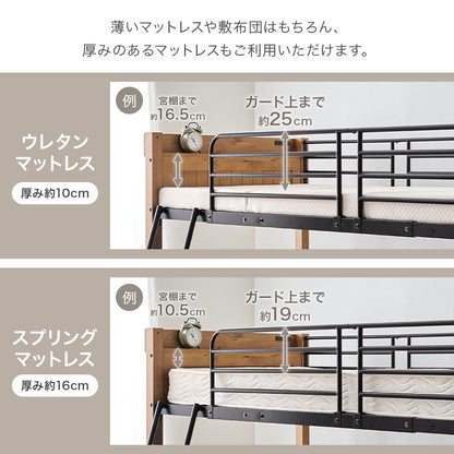 ロフトベッド ベッド 天然木 天然 スチール 床面 活用 広い シングル セミダブル ダブル クイーン 通気性