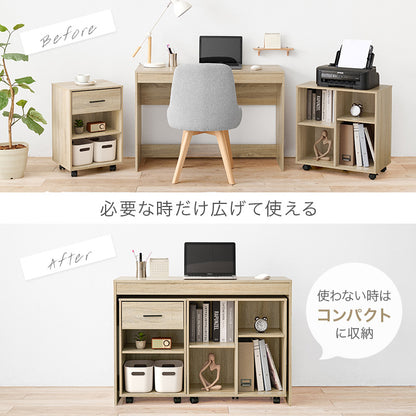 デスク3点セット デスクテーブル コンパクト デスクセット 奥行 収納部分 キャスター レイアウト デスク下
