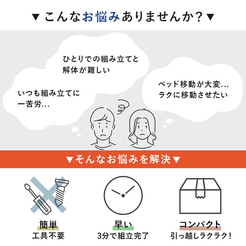 組立簡単 シングルベッド ベッド ネジなし ネジ 工具 組立 コンセント シングル セミダブル ダブル クイーン