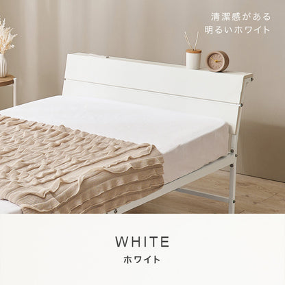 シングルベッド スチールフレーム ヘッドボード パネル仕様 傾斜 2口コンセント 便利 セミダブル クイーン