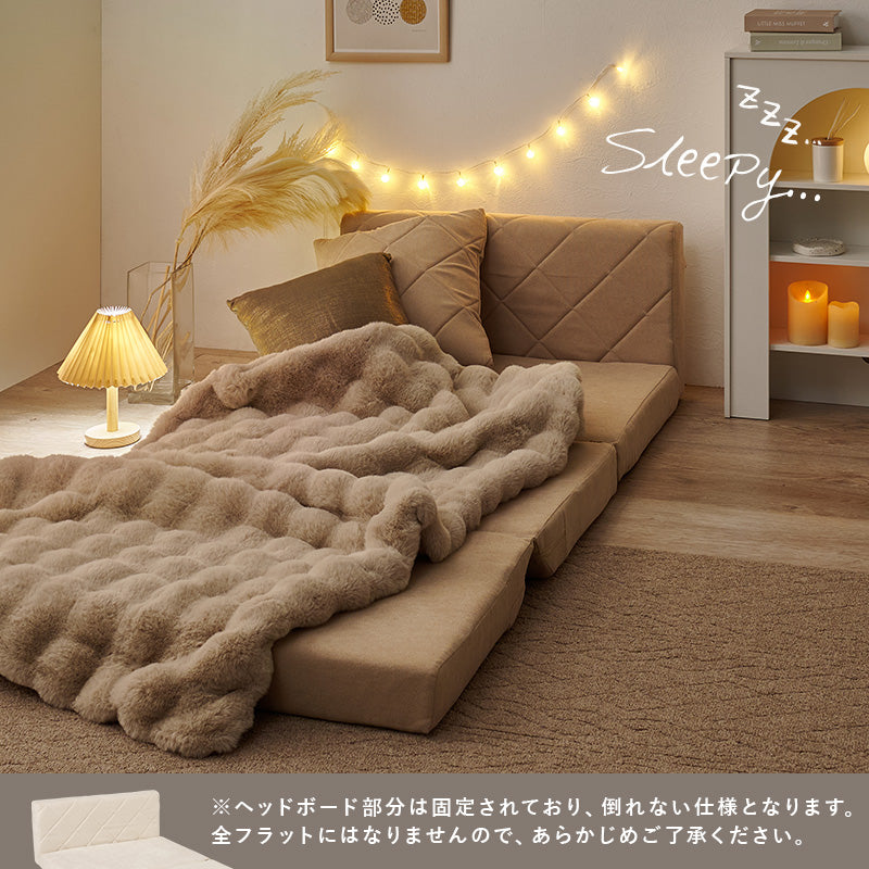 ソファベッド 座面 コンパクトサイズ ワンルーム キルティングデザイン 可愛い 背もたれ シングル セミダブル