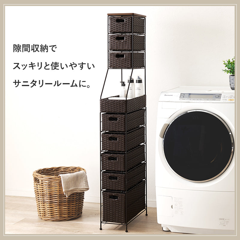ランドリーチェスト 収納家具 ハイタイプ 収納ラック 隙間 ラタン 多い 引出し 使用頻度 使い分け おしゃれ