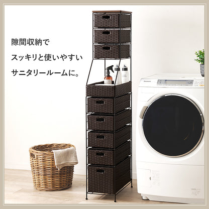 ランドリーチェスト 収納家具 ハイタイプ 収納ラック 隙間 ラタン 多い 引出し 使用頻度 使い分け おしゃれ