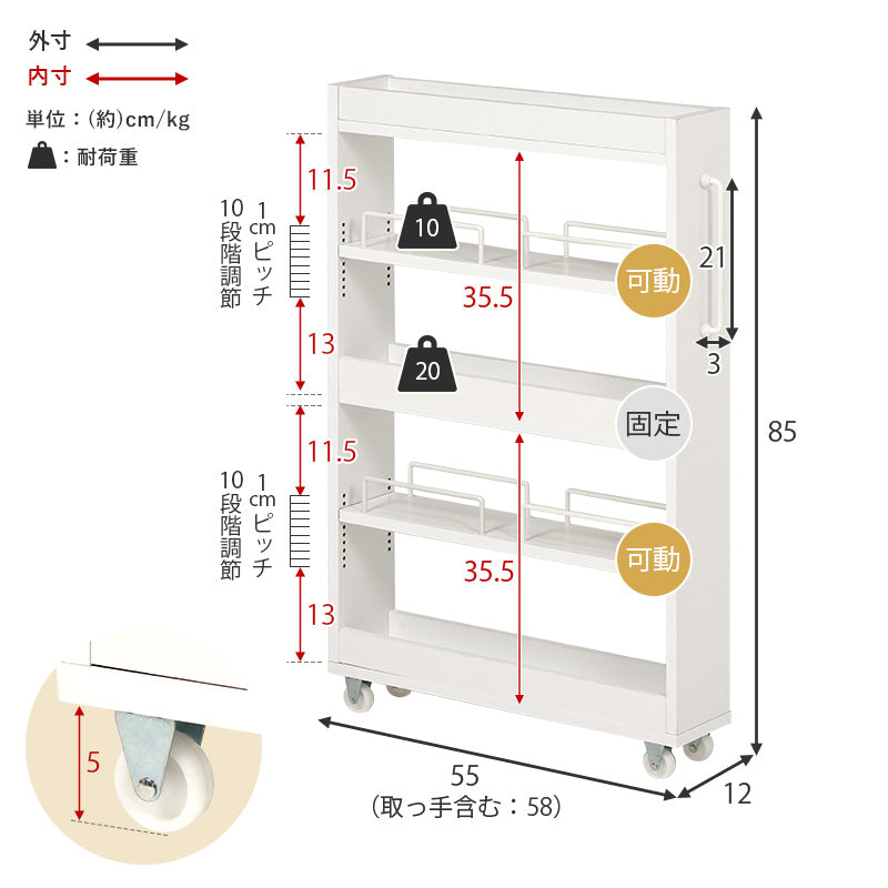 隙間収納ワゴン ワゴン キッチン収納 ワゴンラック 隙間 ラック オープンタイプ オープン タイプ 必要