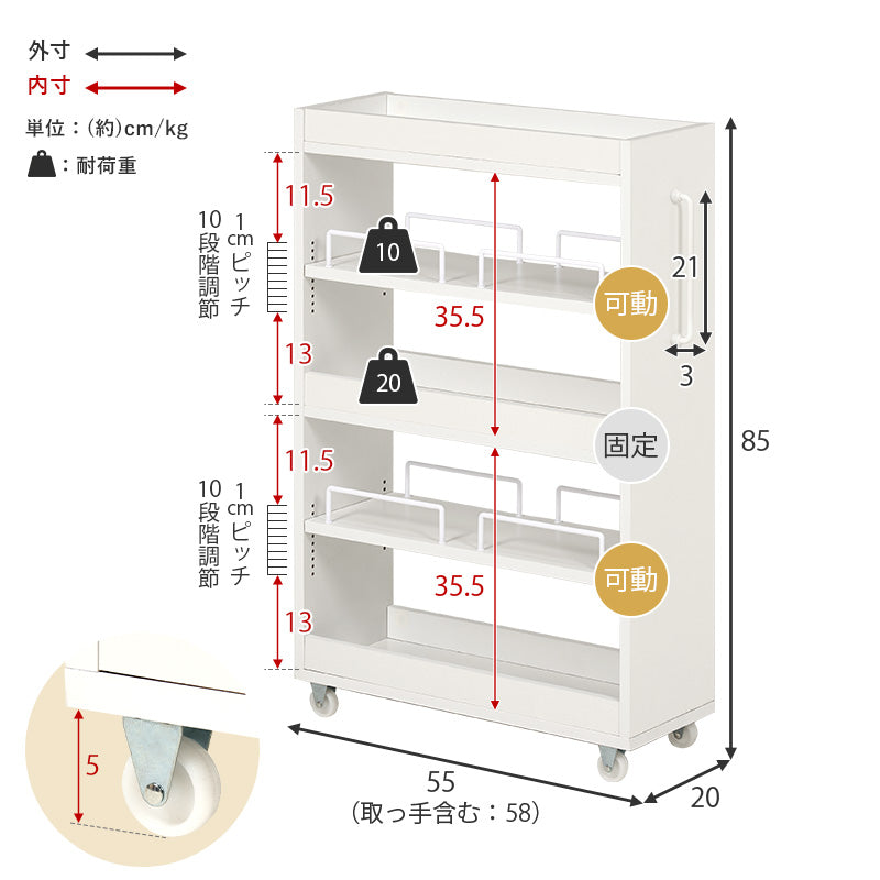 隙間収納ワゴン ワゴン キッチン収納 ワゴンラック 隙間 ラック オープンタイプ オープン タイプ 必要