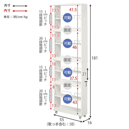 隙間収納ワゴン ワゴン キッチン収納 収納 ワゴンラック 隙間 ラック オープンタイプ オープン タイプ 必要