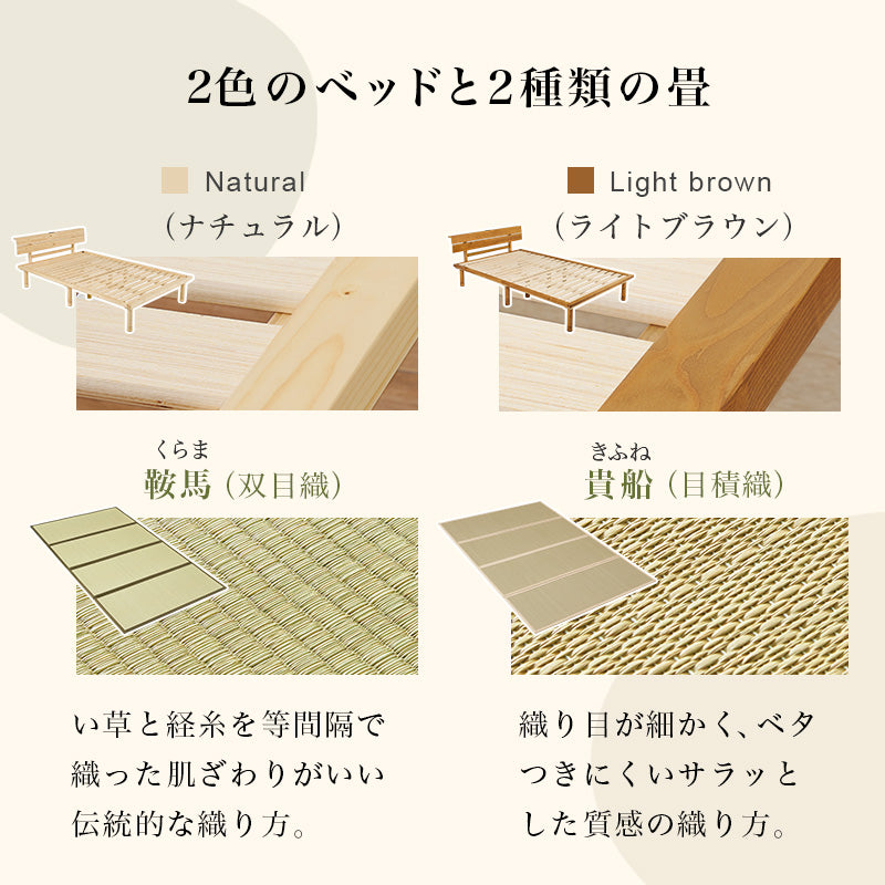 畳セミダブルベッド 天然い草 畳マット すのこベッド 使用 ロングサイズ 敷布 3段階調節 床面 シングル