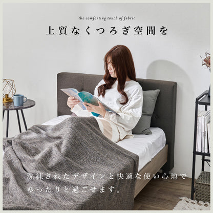 ファブリックベッド シングルベッド ヘッドボード 背もたれ くつろぎ 時間 スノコ仕様 床面 セミダブル
