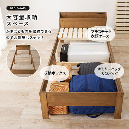マットレス付シングルベッド すのこベッド 床面 変更 造り 落下 ポケットコイルマットレスセット 独立 バネ