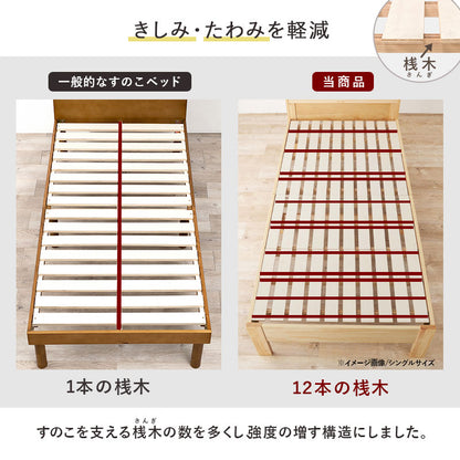 マットレス付セミダブルベッド すのこベッド 床面 変更 造り 落下 ポケットコイルマットレスセット 独立 バネ