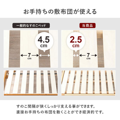 マットレス付シングルベッド 少ない 木製すのこベッド 容量 引出し 収納 ポケットコイルマットレスセット