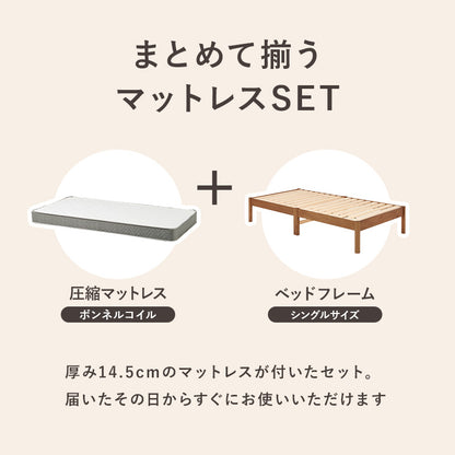 組立簡単 マットレス付シングルベッド ネジなし 工具 無い ボンネルコイルマットレスセット 寝心地
