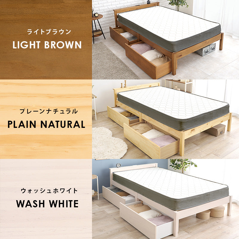 組立簡単 引出し付セミダブルベッド ネジなし 工具 模様替え 引っ越し 便利 容量収納 引出し2杯 寝心地