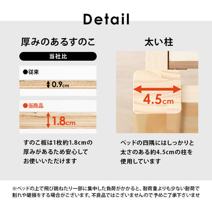 組立簡単 マットレス付シングルベッド ネジなし 工具 模様替え 木製すのこベッド 引っ越し 便利