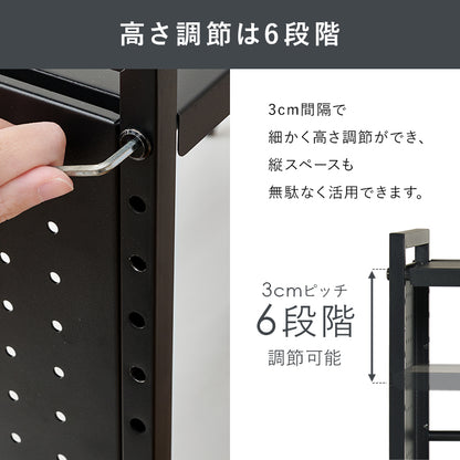 伸縮レンジラック キッチン収納 食器棚 レンジ台 電子レンジ 伸縮ラック 手持ち 家電 調節 側面 スチール