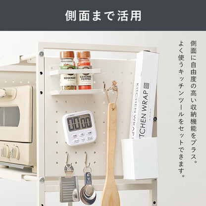 伸縮レンジラック キッチン収納 食器棚 レンジ台 電子レンジ 伸縮ラック 手持ち 家電 調節 側面 スチール