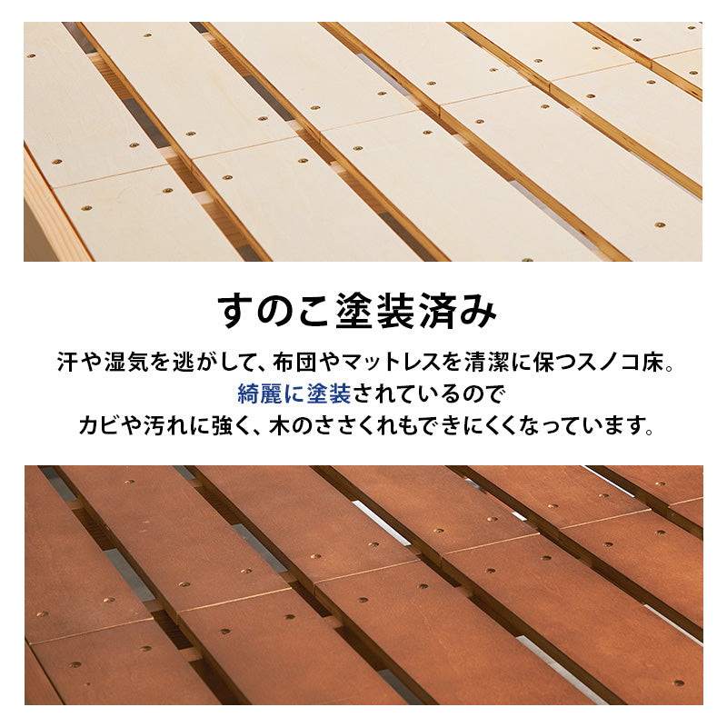 組立簡単 マットレス付シングルベッド ネジなし 工具 3段階 木製ベッド 床面 ポケットコイルマットレスセット