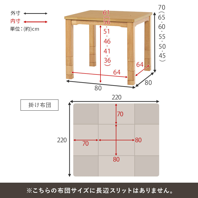 ダイニングコタツ うす掛け布団 2点セット こたつ 正方形 変更 ダイニング 6段階 こたつテーブル テーブル