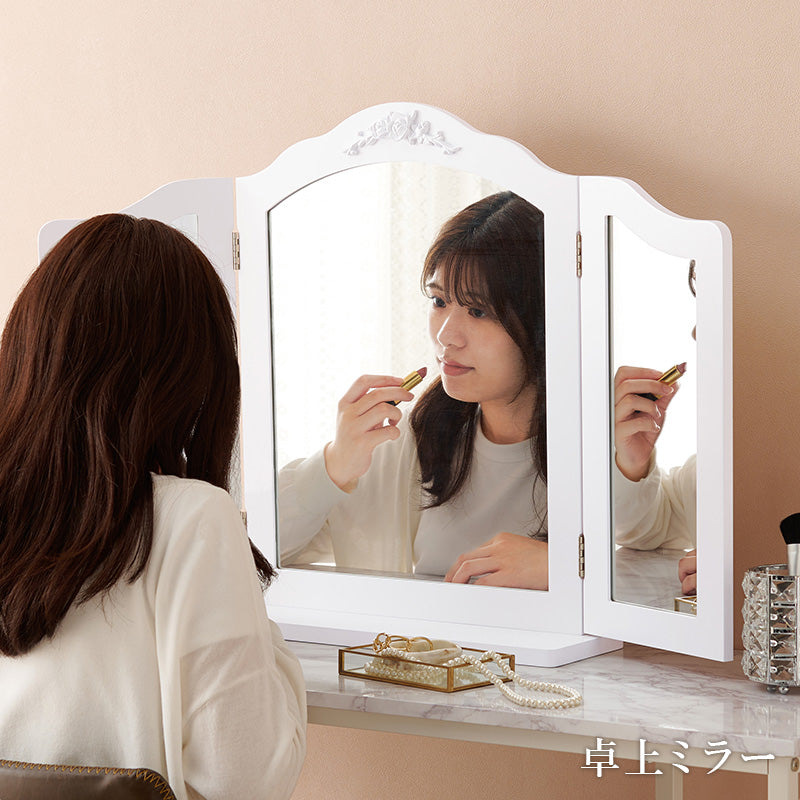 卓上ミラー ドレッサー 姿見 自宅 テーブル 本格 ヘアセット メイク ヘア セット 活躍 おしゃれ 北欧