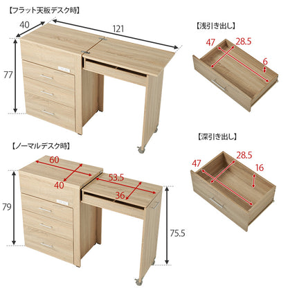 3WAY 収納できるドレッサー コスメボックス コンパクト チェスト デスク 3タイプ 変形 ドレッサー部分 スペース