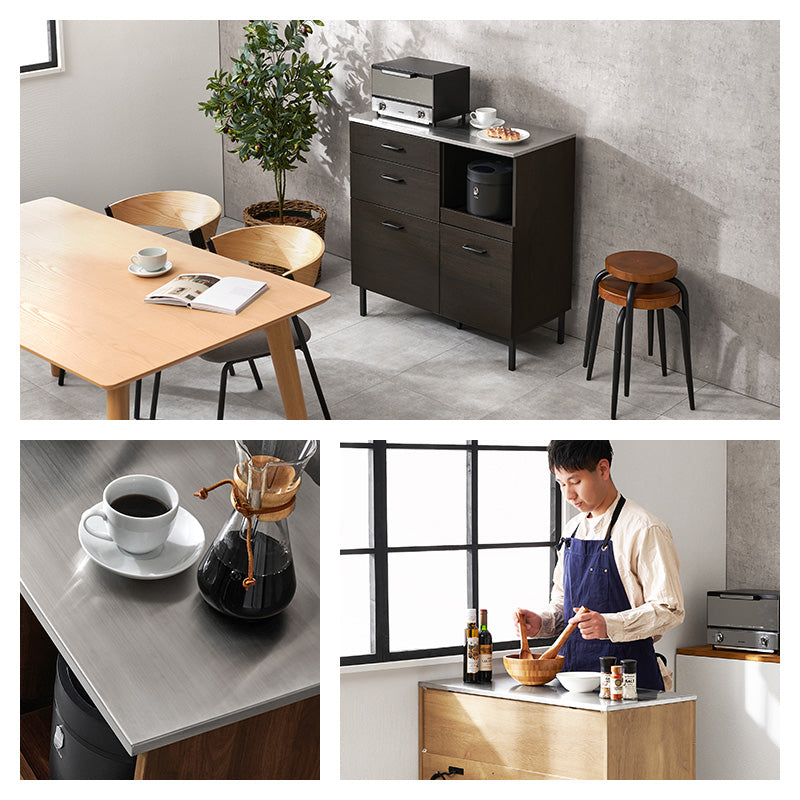 キッチンキャビネット カウンター キッチン収納 コンパクト 耐熱 耐久 ステンレス 天板 使用 北欧 おしゃれ