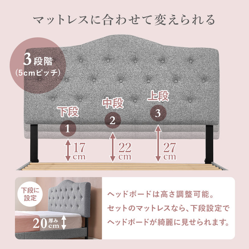 マットレス付きセミダブルファブリックベッド 組立式 通気性 おしゃれ シングル ロータイプ ハイタイプ すのこ 宮付き コンセント付 フレーム フロアベッド 寝室 一人暮らし 新生活 北欧 モダン シンプル 木製 収納付 ナチュラル ホワイト ブラウン 送料無料