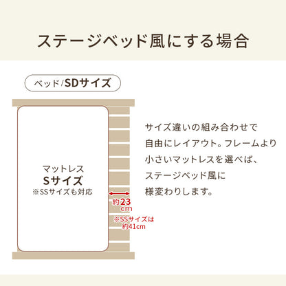 セミダブルベッド 組立式 シングル ロータイプ ハイタイプ すのこ 宮付き コンセント付 フレーム フロアベッド 寝室 一人暮らし 新生活 北欧 モダン おしゃれ シンプル 木製 収納付 ナチュラル ホワイト ブラウン 省スペース 大容量 子供 キッズ 送料無料
