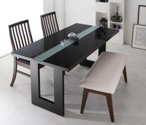 【新商品】組立設置付き シンプルモダンテイスト ハイバックチェア ダイニング final フィナール 4点セット(テーブル+チェア2脚+ベンチ1脚) W150 送料無料