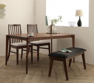 【新商品】組立設置付き 天然木　ウォールナット無垢材　ハイバックチェア　ダイニング Virgo バルゴ 4点セット(テーブル+チェア2脚+ベンチ1脚) W150 送料無料