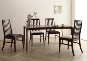 【新商品】組立設置付き 天然木　ウォールナット無垢材　ハイバックチェア　ダイニング Virgo バルゴ 5点セット(テーブル+チェア4脚) W150 送料無料