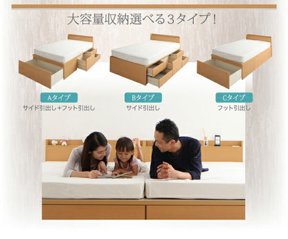 組立設置付 大容量収納ファミリーチェストベッド TRACT トラクト 薄型スタンダードボンネルコイルマットレス付き A+A ワイドK200 送料無料
