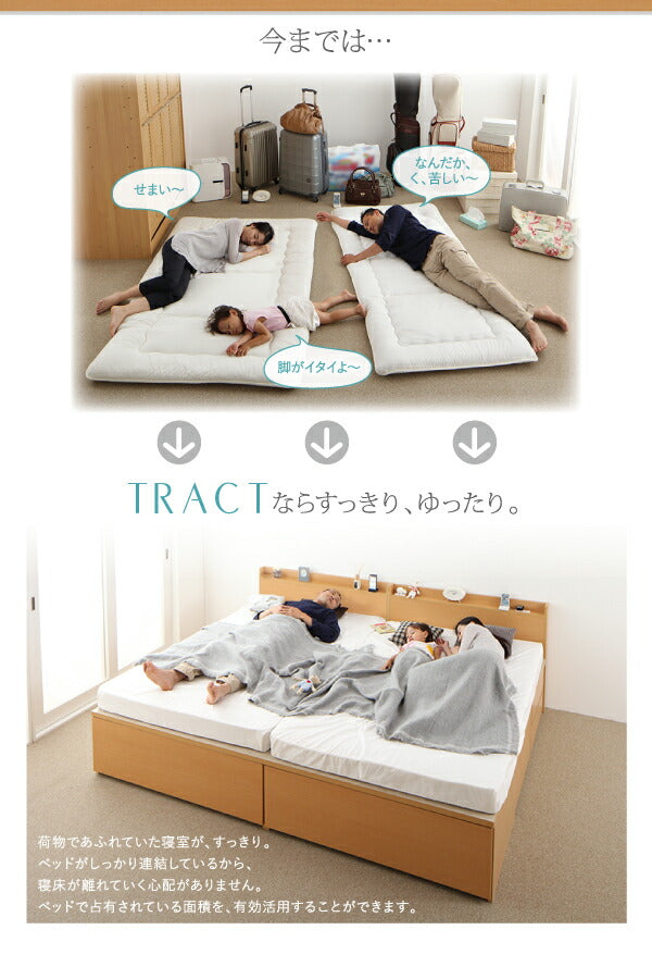 組立設置付 大容量収納ファミリーチェストベッド TRACT トラクト 薄型スタンダードボンネルコイルマットレス付き A+C ワイドK240(SD×2) 送料無料