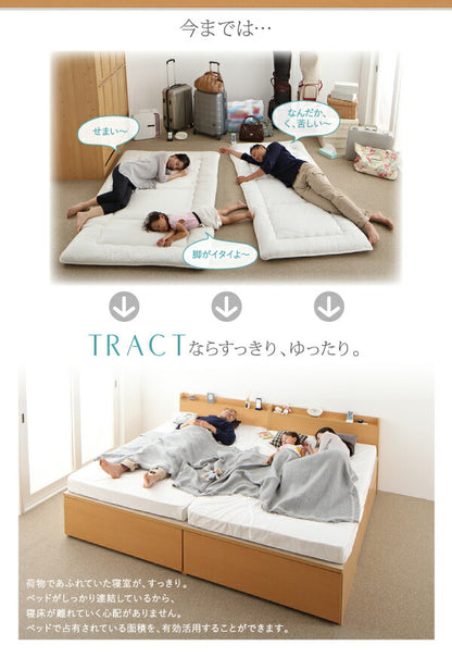 組立設置付 大容量収納ファミリーチェストベッド TRACT トラクト 薄型スタンダードボンネルコイルマットレス付き A+A ワイドK200 送料無料