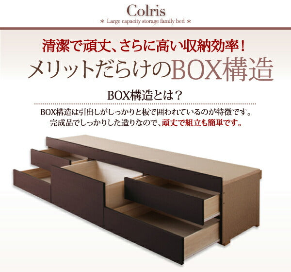 【新商品】組立設置付 国産大容量収納ファミリーチェストベッド ベッドフレームのみ ワイドK220(S+SD) 送料無料
