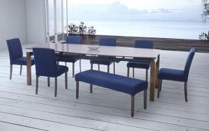 【新商品】組立設置付き 天然木ウォールナット材 デザイン伸縮ダイニングセット WALSTER ウォルスター 8点セット(テーブル+チェア6脚+ベンチ1脚) W140-240 送料無料