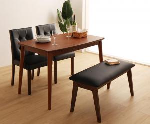 【新商品】組立設置付き さっと拭ける PVCレザーダイニング fassio ファシオ 4点セット(テーブル+チェア2脚+ベンチ1脚) W115 送料無料
