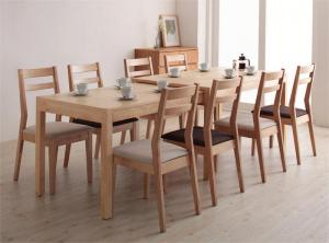 【新商品】組立設置付き 最大235cm スライド伸縮テーブル ダイニングセット Torres トーレス 9点セット(テーブル+チェア8脚) W135-235 送料無料