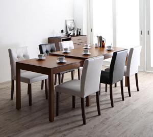 【新商品】組立設置付き モダンデザイン スライド伸縮テーブル ダイニングセット STRIDER ストライダー 7点セット(テーブル+チェア6脚) W135-235 送料無料