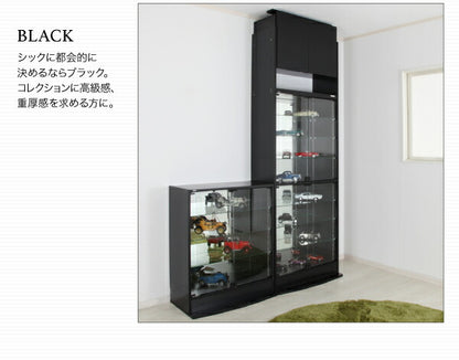 【新商品】LED付きコレクションラック ワイド 本体 両開きタイプ 背面ミラー2枚セット 奥行29 送料無料