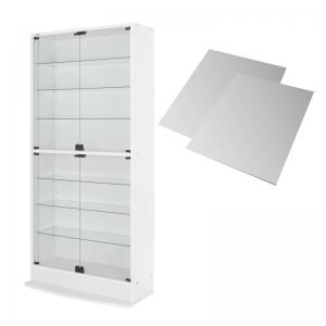 【新商品】LED付きコレクションラック ワイド 本体 両開きタイプ 背面ミラー2枚セット 奥行29 送料無料