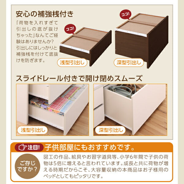 【新商品】組立設置付き スライド収納付き_大容量チェストベッド Every-IN エブリーイン マルチラススーパースプリングマットレス付き ダブル レギュラー丈 送料無料