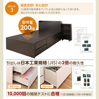 【新商品】組立設置付き スライド収納付き_大容量チェストベッド Every-IN エブリーイン 薄型プレミアムボンネルコイルマットレス付き シングル レギュラー丈 送料無料