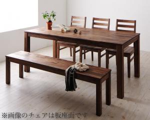 総無垢材ワイドダイニング Cursus クルスス 5点セット(テーブル+チェア3脚+ベンチ1脚) ウォールナット PVC座 W180 送料無料