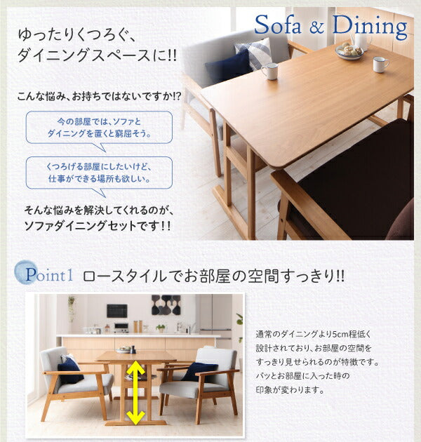 リビングダイニング 棚付きソファダイニングセット Betty ベティ W150 送料無料