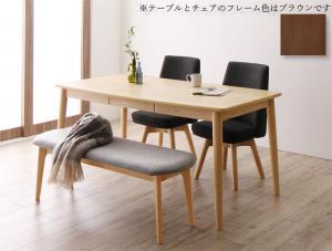 【新商品】組立設置付き 北欧スタイル　回転チェア　ダイニング TOLV トルブ 4点セット(テーブル+チェア2脚+ベンチ1脚) ブラウン W150 送料無料