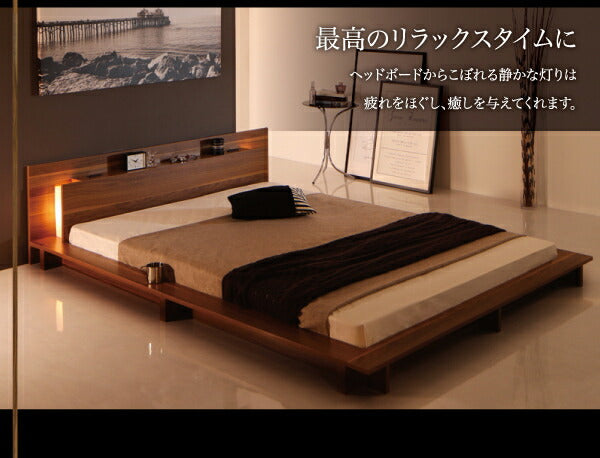 【新商品】組立設置付き モダンライト・コンセント付きローベッド Burlington バーリントン マルチラススーパースプリングマットレス付き シングル 送料無料