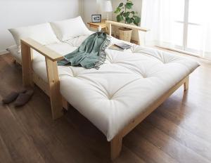 敷布団で楽しむ伸縮型天然木すのこソファベッド Dueto ドゥエート 布団セット 幅140cm 送料無料