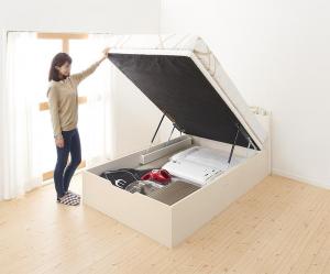 組立設置 通気性抜群 棚コンセント付 跳ね上げベッド Prostor プロストル 薄型スタンダードボンネルコイルマットレス付き 縦開き セミダブル 深さグランド 送料無料