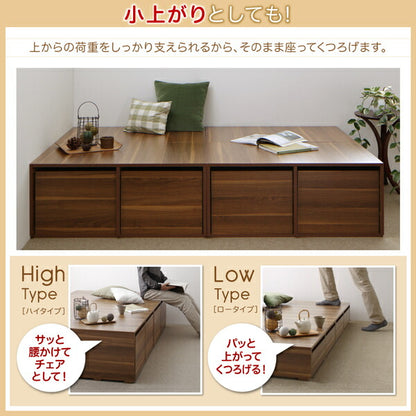 【新商品】組立設置付き 布団で寝られる大容量収納ベッド Semper センペール 薄型プレミアムボンネルコイルマットレス付き 引き出しなし ハイタイプ シングル 送料無料