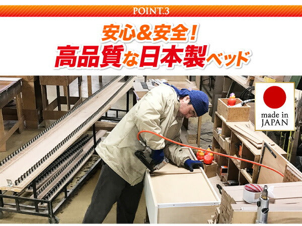 組立設置付 敷ふとん対応&amp;大容量収納を実現 国産すのこ跳ね上げベッド Begleiter ベグレイター 縦開き ヘッドレス セミダブル 深さグランド 送料無料